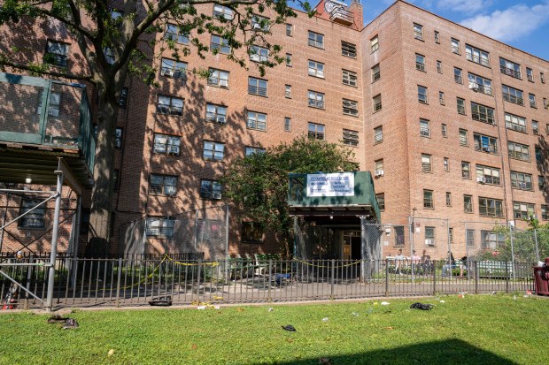 A 23-year-old man was pronounced dead at Jacobi Hospital after he was shot in the chest on Sampson Ave. in the Bronx on Saturday, Aug. 2, 2025. (Theodore Parisienne / New York Daily News)