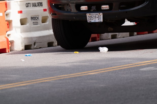 A 13-year-old boy suffered serious head injuries when he was struck by a blue Nissan Versa that was driving southbound on 15th Ave. at 38th St. in Brooklyn on Friday, May 8, 2026. (Theodore Parisienne / New York Daily News)