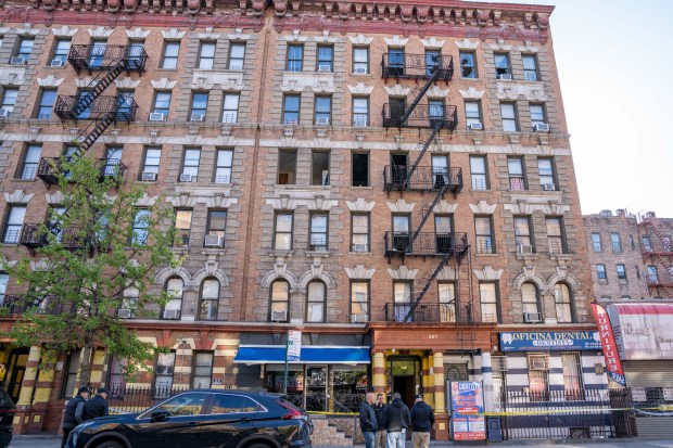 Three people were killed in an apartment building fire on Dyckman St. near Broadway in Inwood early Monday, May 4, 2026. (Theodore Parisienne / New York Daily News)