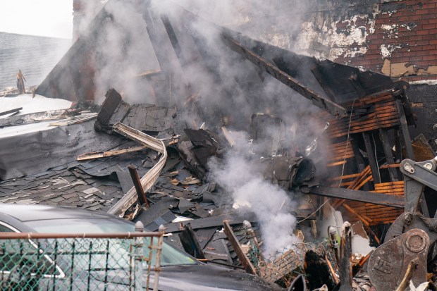 The scene after a massive explosion on 130th St. in Queens on Thursday, April 30, 2026. (Theodore Parisienne / New York Daily News)