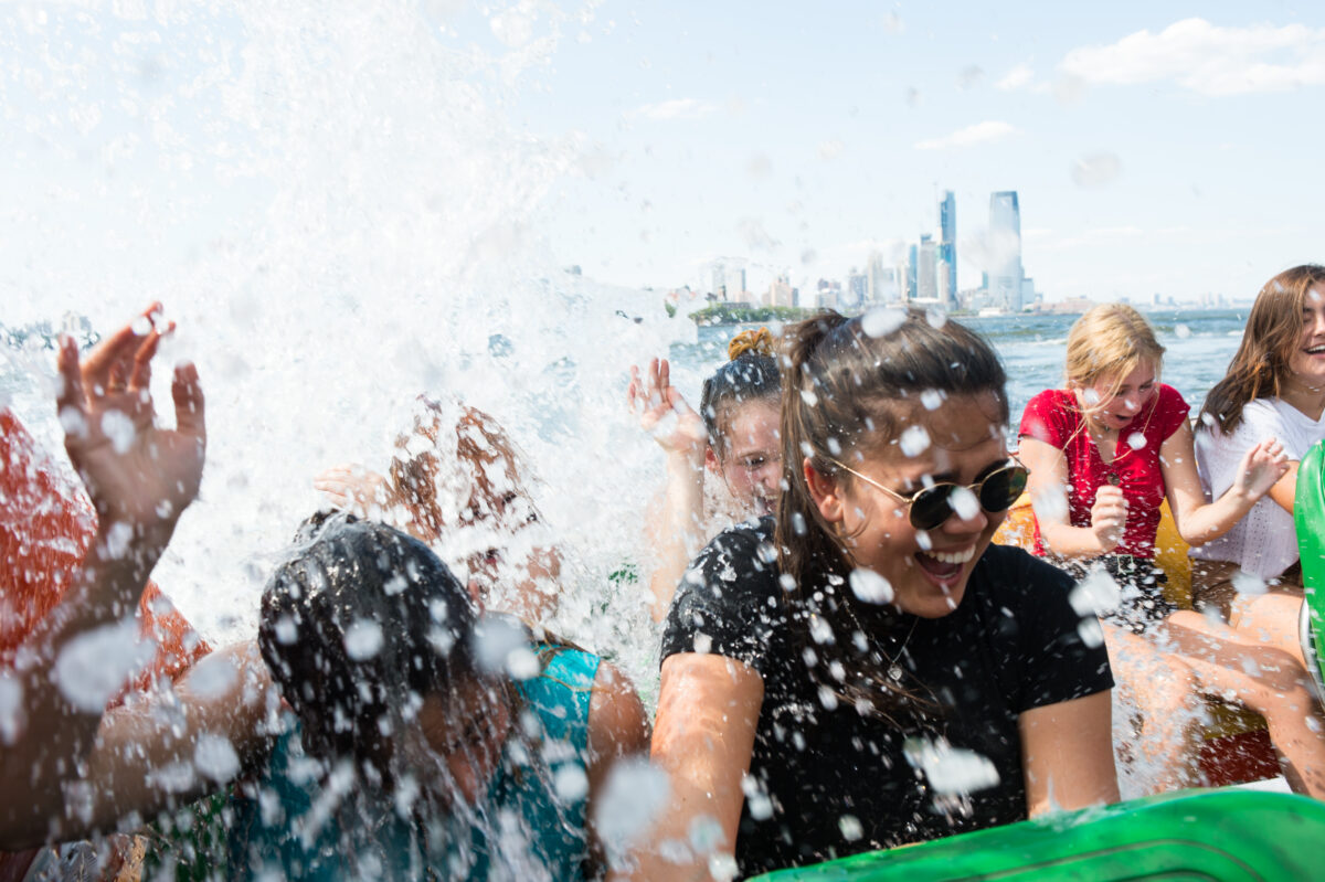 guests on the beast boat ride getting wet