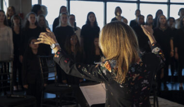 The choir is conducted