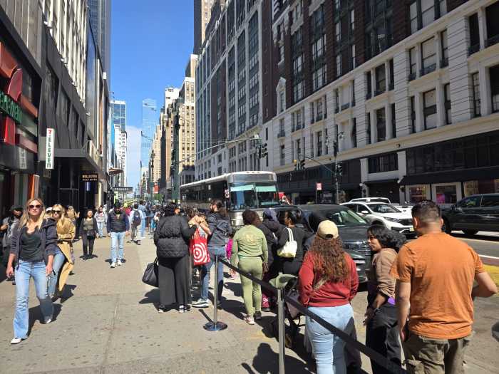 Hundreds lined up to enter the new store. Photo by Shane O'Brien.