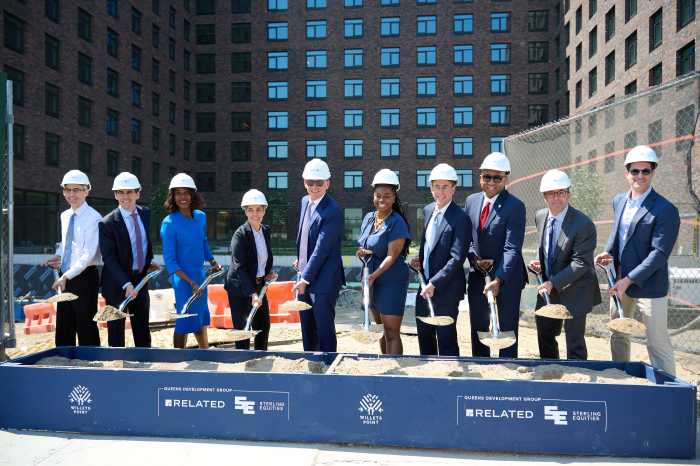 Officials also held a groundbreaking ceremony for a new senior development. Photo via Queens Development Group.