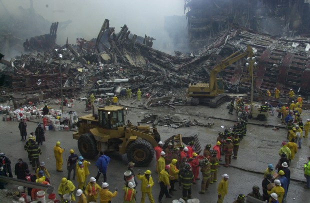 Search and recovery operations continue at the World Trade Center site on Sep. 14, 2001. (Todd Maisel / New York Daily News)