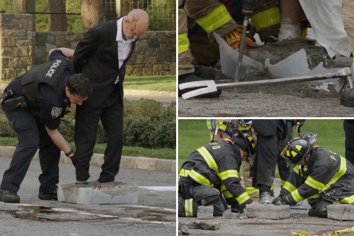 PETA activists encase feet in cement in protest of NY PepsiCo headquarters over bull abuse claims
