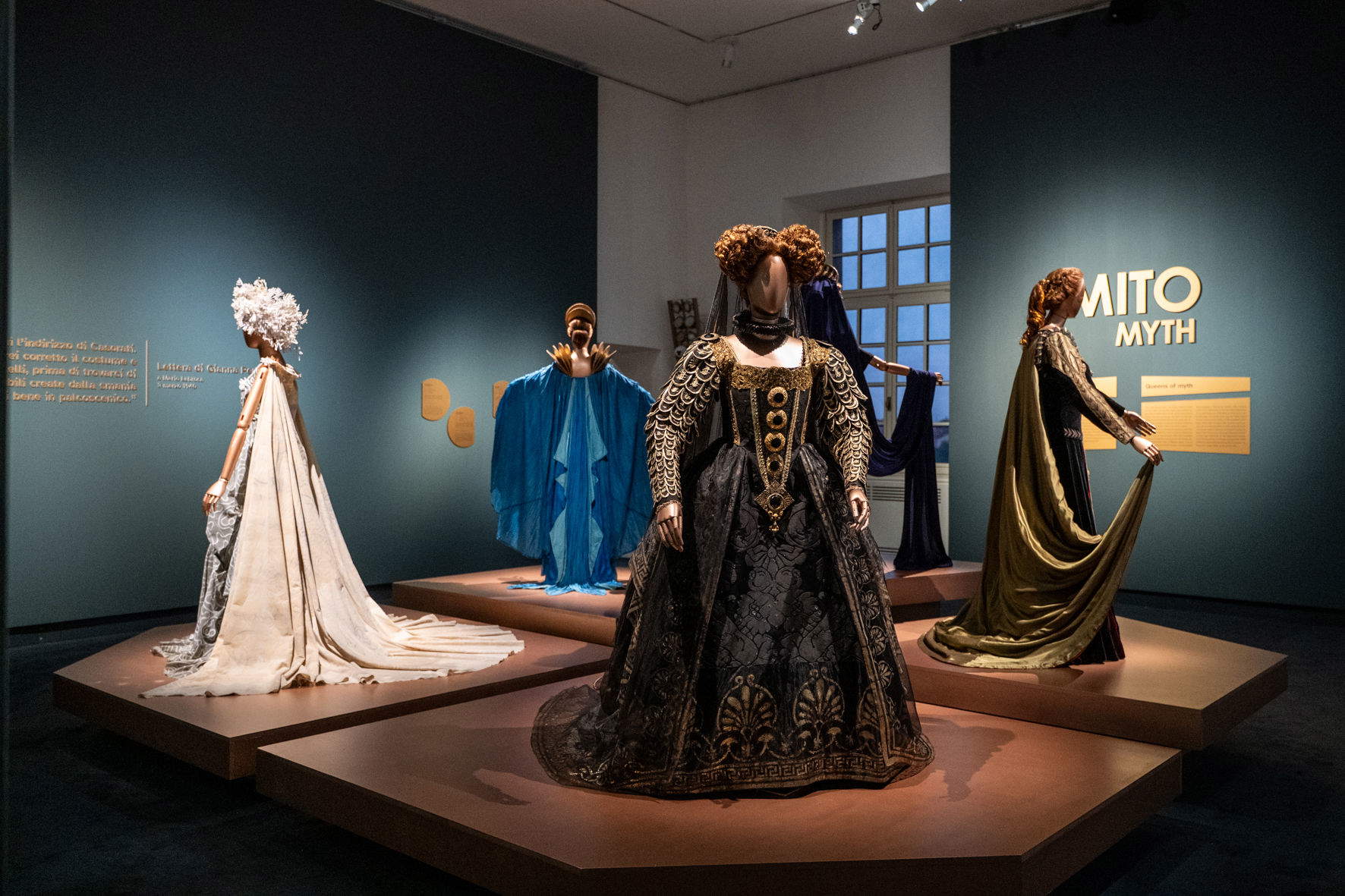 Setting up the exhibition Queens on Stage. The art of Italian costume design between cinema and theater. Photo: Margherita Borsano