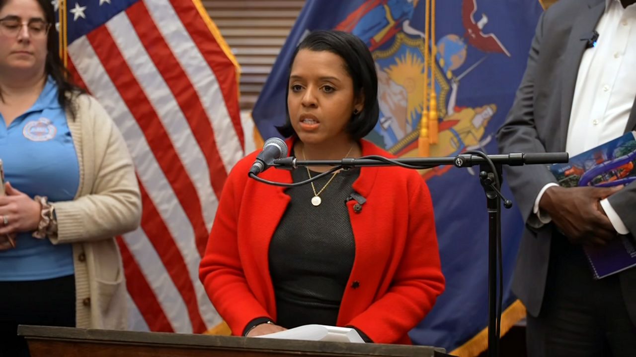 albany mayor dorcey applyrs talks at a podium