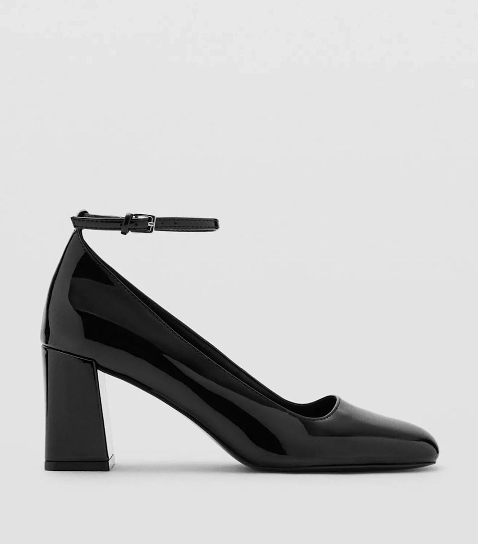 MANGO, Patent Leather High-Heeled Shoes With Ankle Straps