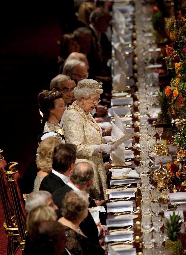 The late Queen giving a speech at a State Banquet