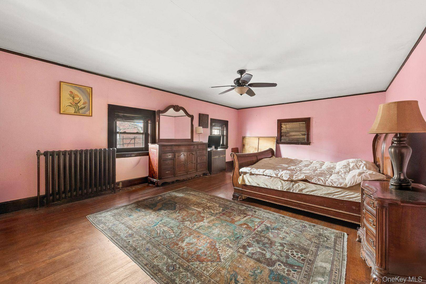 bedroom with pink walls