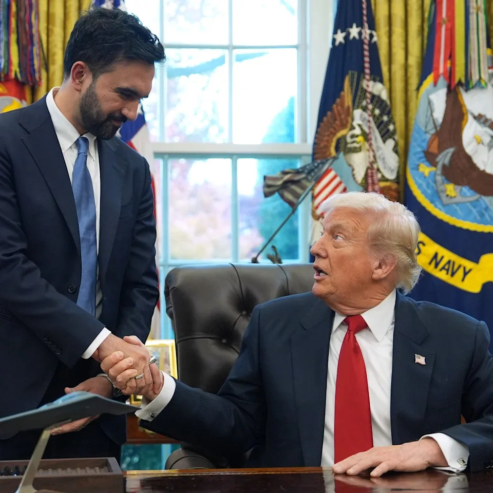 Donald Trump shaking hands with Zohran Mamdani