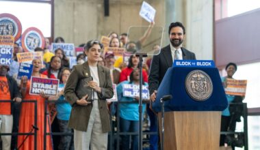 The plan, “Block by Block,” aims to create and preserve 400,000 units of affordable housing over the next decade. (Michael Appleton/Mayoral Photography Office)