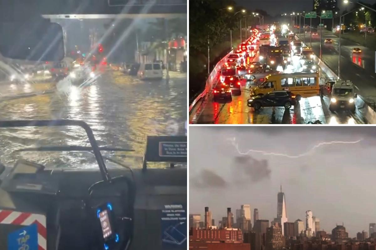 New York City hit with flash floods, leaving drivers submerged