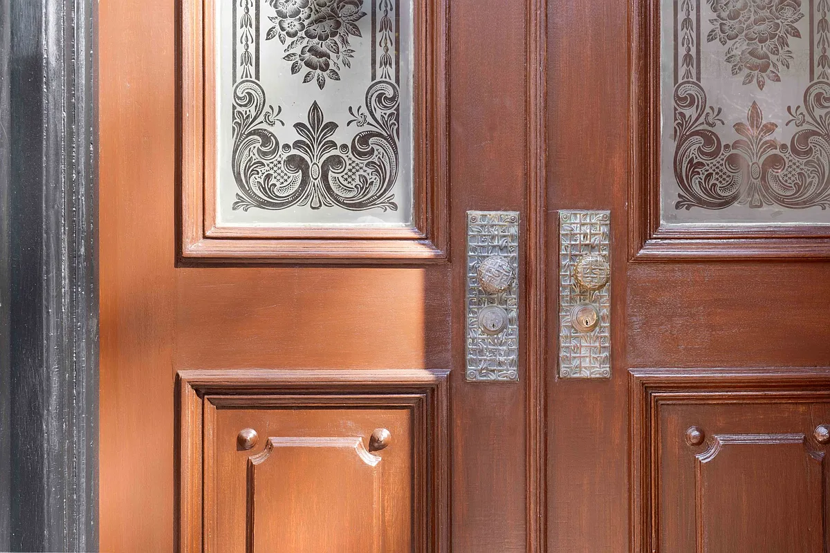 exterior door detail with glass panels