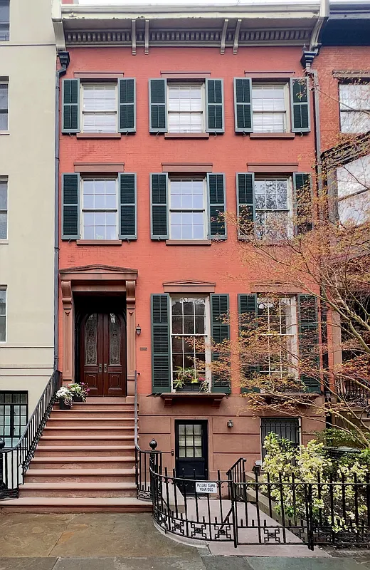 exterior of a brick row house