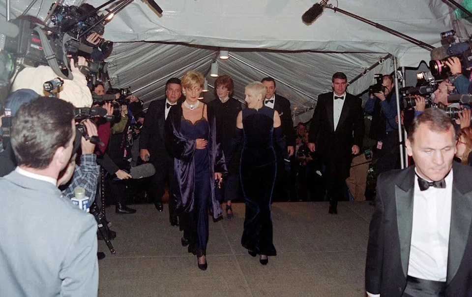 Princess Diana, accompanied by Liz Tilberis, attended her first and only Met Gala at the Metropolitan Museum of Art in December 1996, wearing a dress by John Galliano.