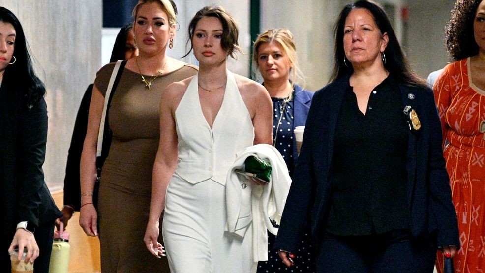 NEW YORK, NEW YORK - MAY 20: Jessica Mann (in white) arrives at court to testify against former film producer Harvey Weinstein in his retrial at Manhattan Criminal Court on May 20, 2025 in New York City. Harvey Weinstein faces a retrial on rape and sex assault charges for which a previous 2017 conviction was overturned by an appeals court that ruled the way witnesses were handled was unlawful. (Photo by Curtis Means-Pool/Getty Images)