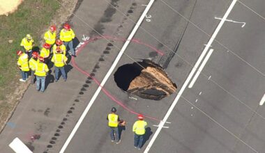 LIE sinkhole in Melville disrupting westbound traffic