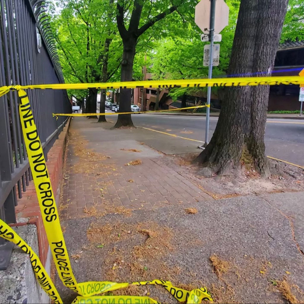 Crime scene outside Portland Athletic Club. 