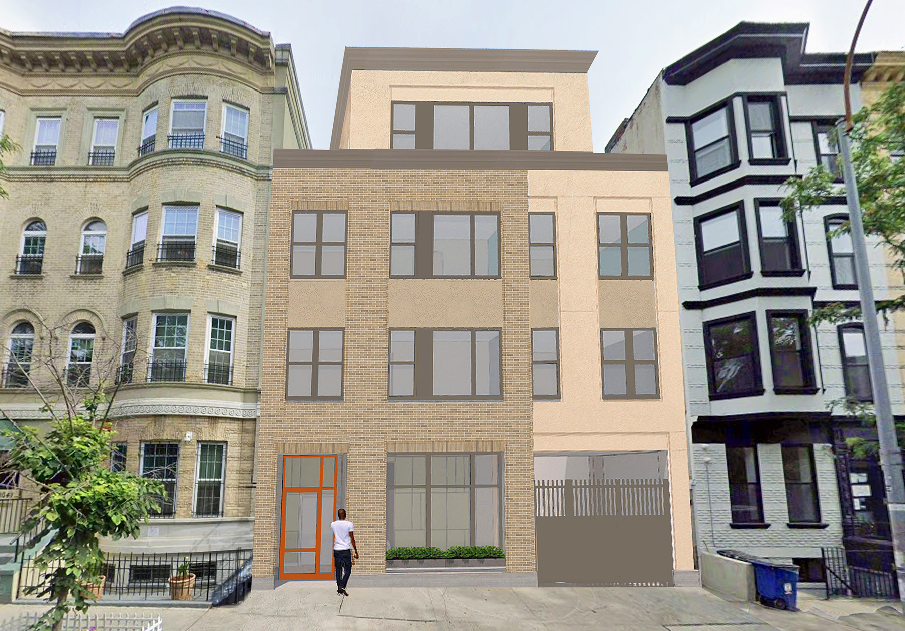 rendering of a modern brick infill building