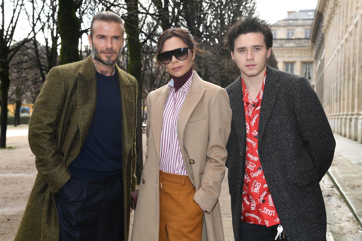 In January, the Beckham family drama exploded when Brooklyn (seen above with his parents in 2018) took to social media to declare that he did not want to reconcile with his family. Getty Images