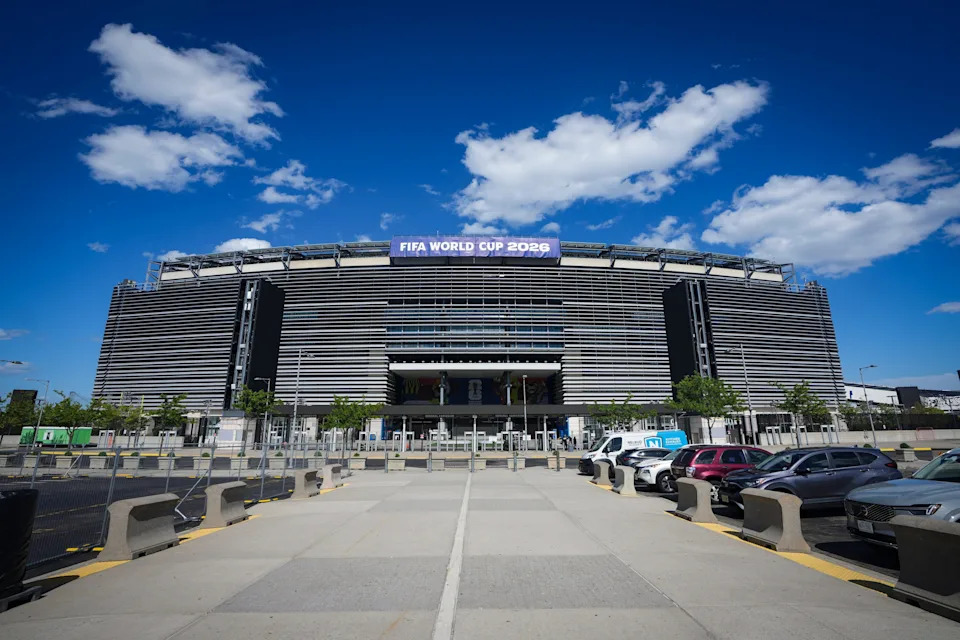 FIFA 2026 World Cup signage is displayed at MetLife Stadium, May 7, 2026, East Rutherford, NJ, USA.