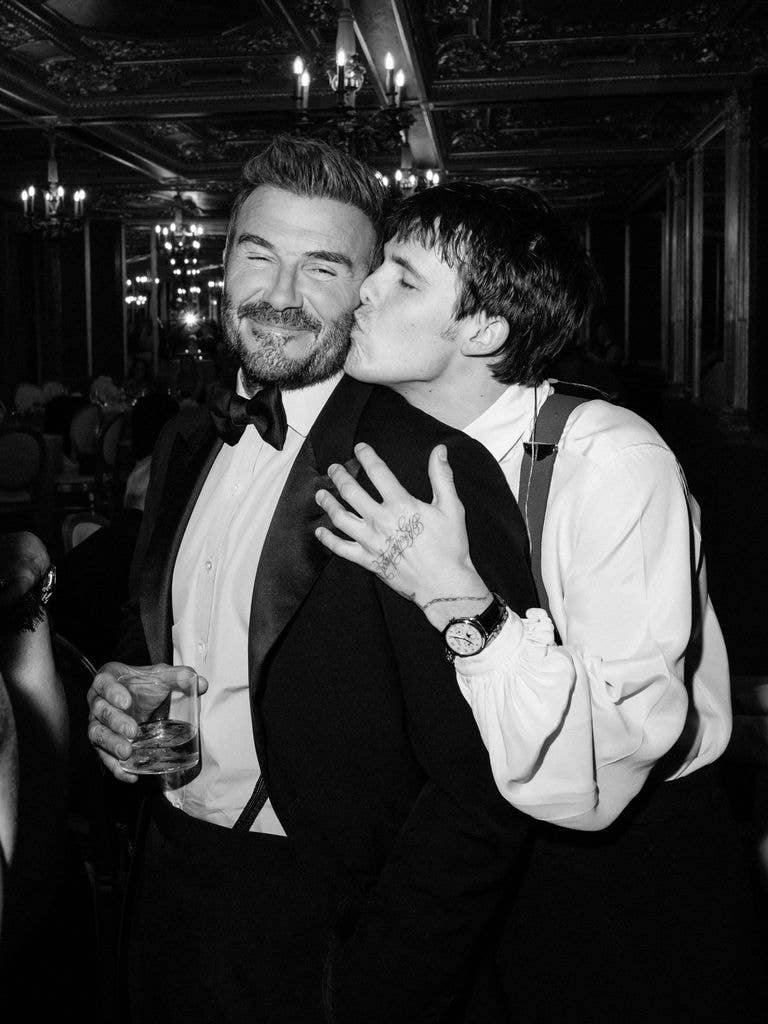 David and Cruz Beckham celebrating Tony Adams' 80th birthday 