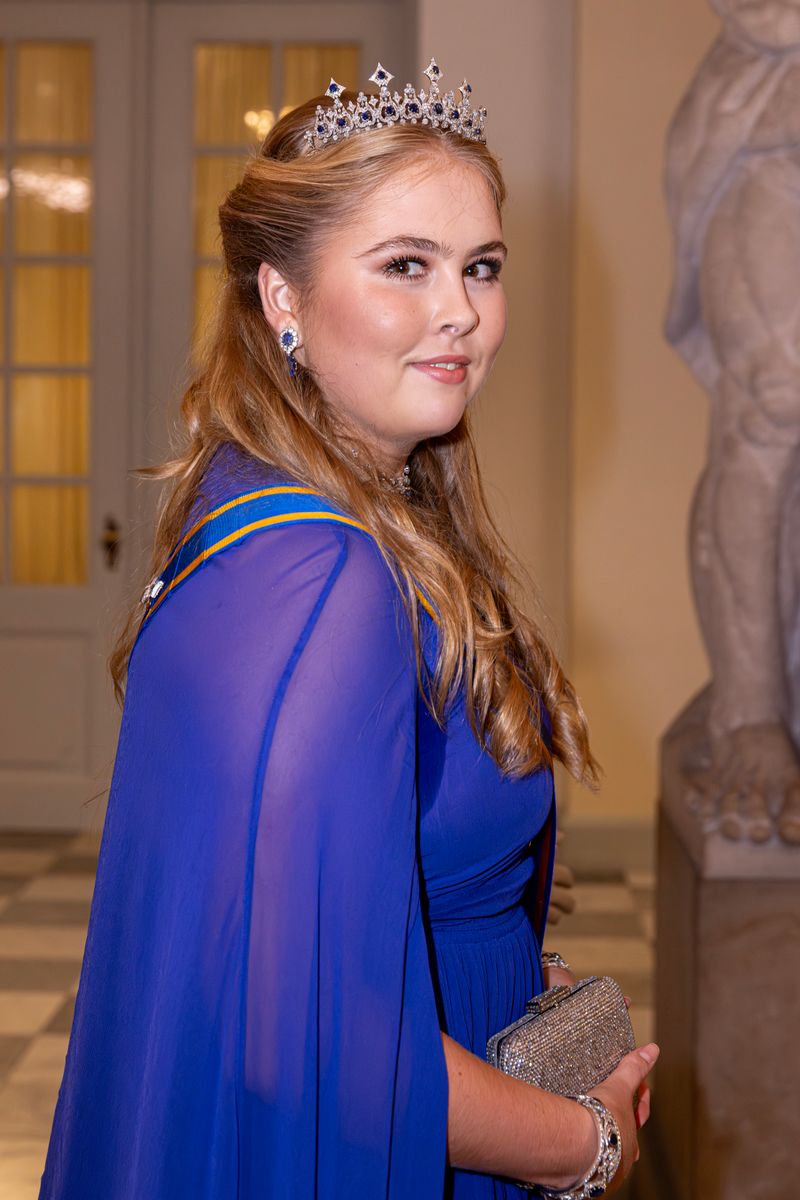 Princess Amalia of The Netherlands and Princess Elisabeth of Belgium attend the gala diner to celebrate the 18th birthday of H.K.H. Prince Christian's at Christiansborg Palace on October 15, 2023 in Copenhagen