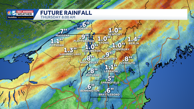 Rainfall Forecast 5-5-26 Forecast rainfall amounts through Tuesday and Wednesday combined.
