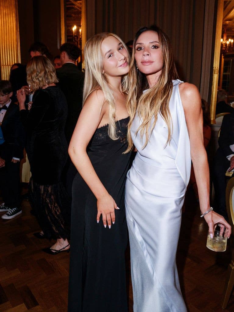 Harper and Victoria Beckham celebrating Tony Adams' 80th birthday 