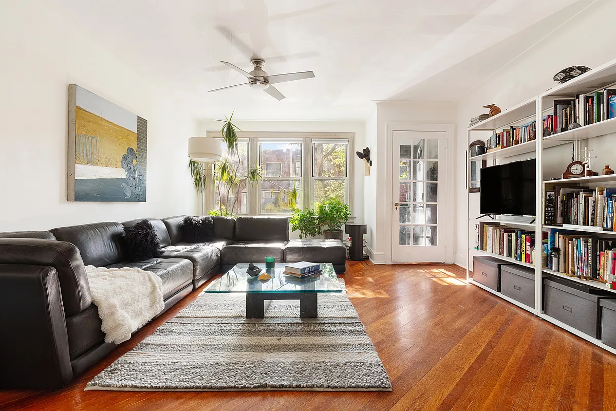 brooklyn living room with white walls