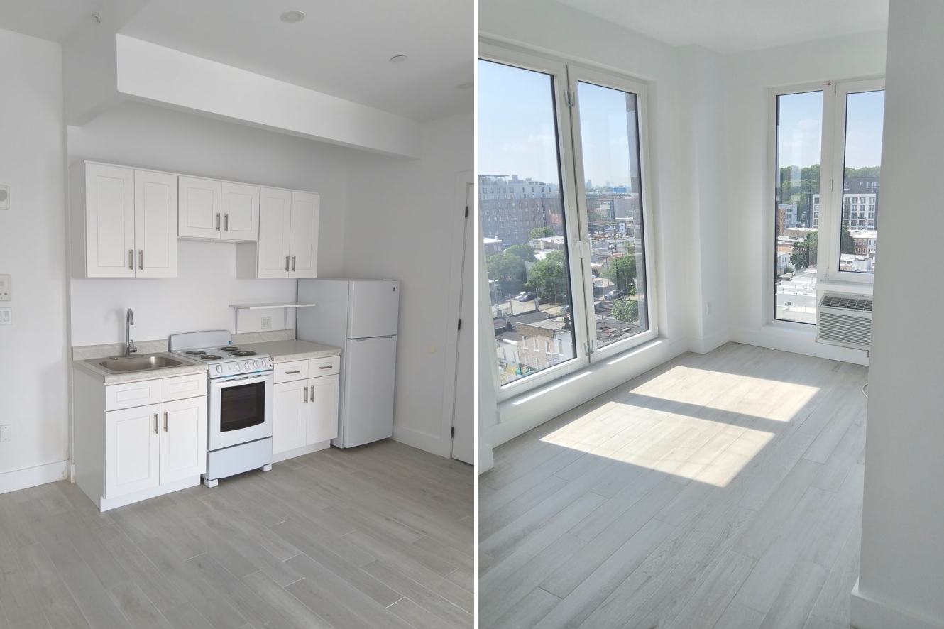 interior views with a kitchen and a room with two exposures