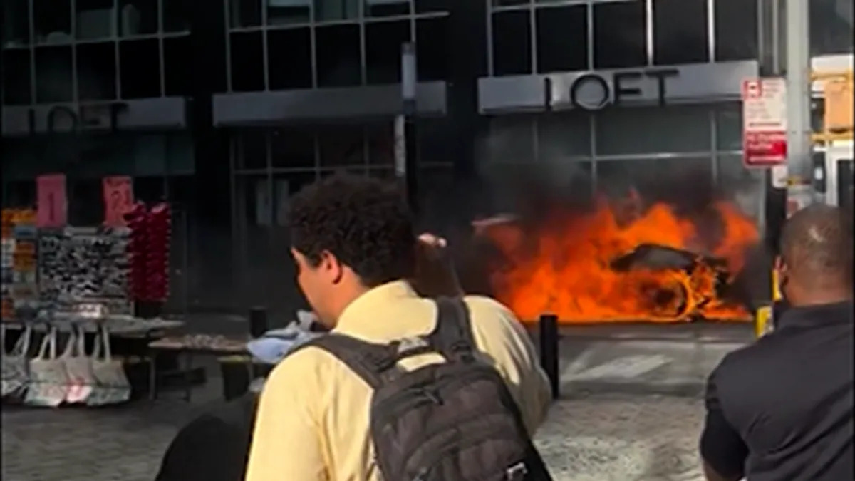 Vehicle Catches Fire and Explodes Near Charging Bull Statue in Lower Manhattan