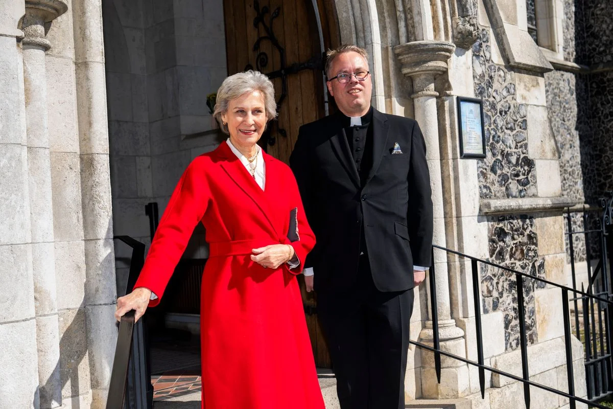 Birgitte, Duchess of Gloucester, visits the English church in Copenhagen, 
