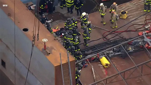 Fire scene in Staten Island, New York