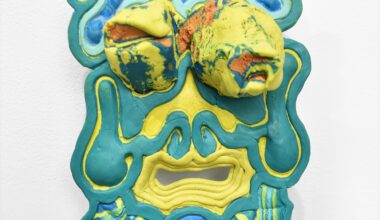 Daniel Wiener, Agog, 2024. Epoxy clay and dispersed pigment, 8 × 4 ¾ × 3 ½ inches. Courtesy the artists and Satchel Projects.