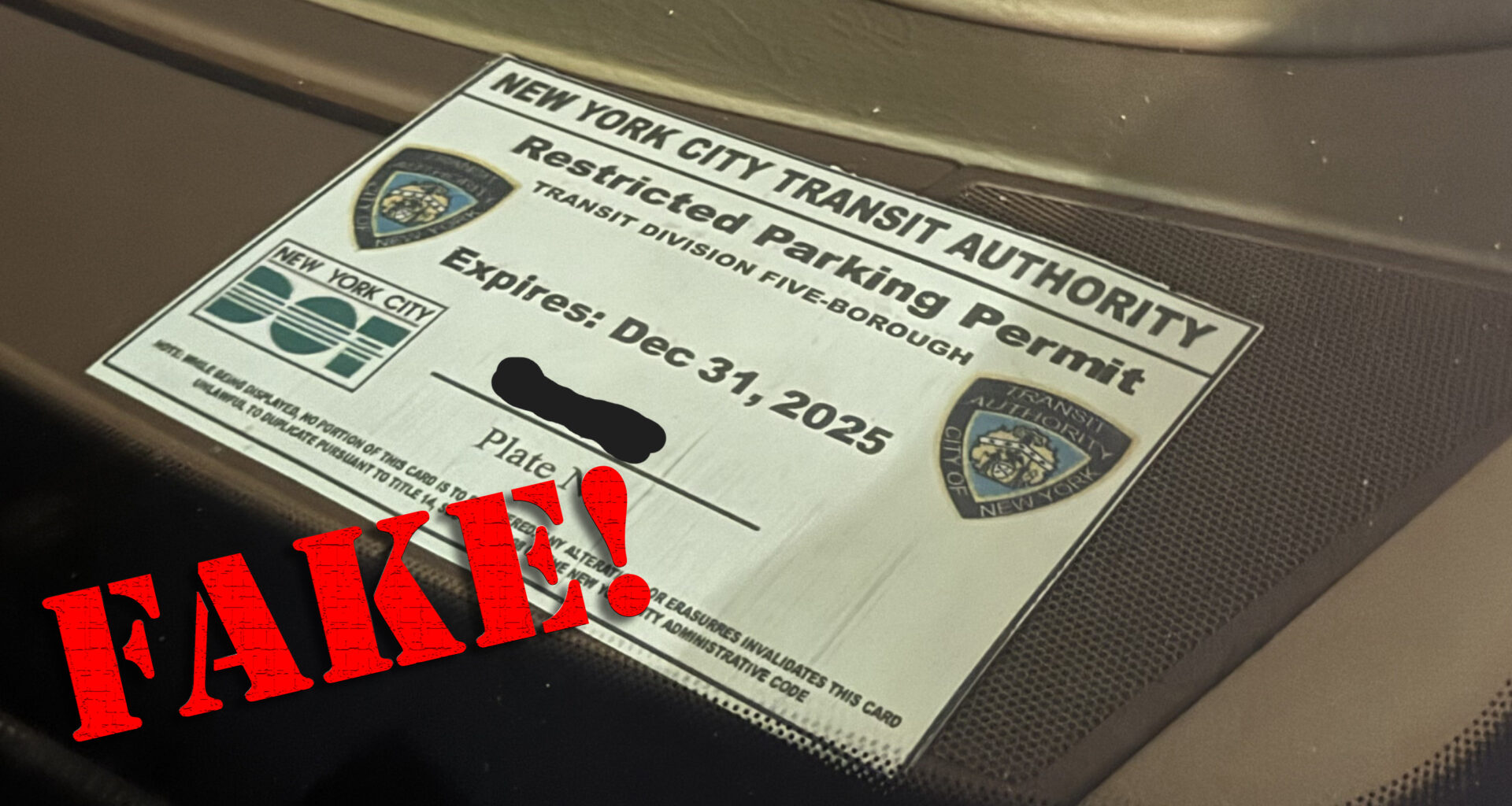 MTA Superintendent Busted for DIY Placard