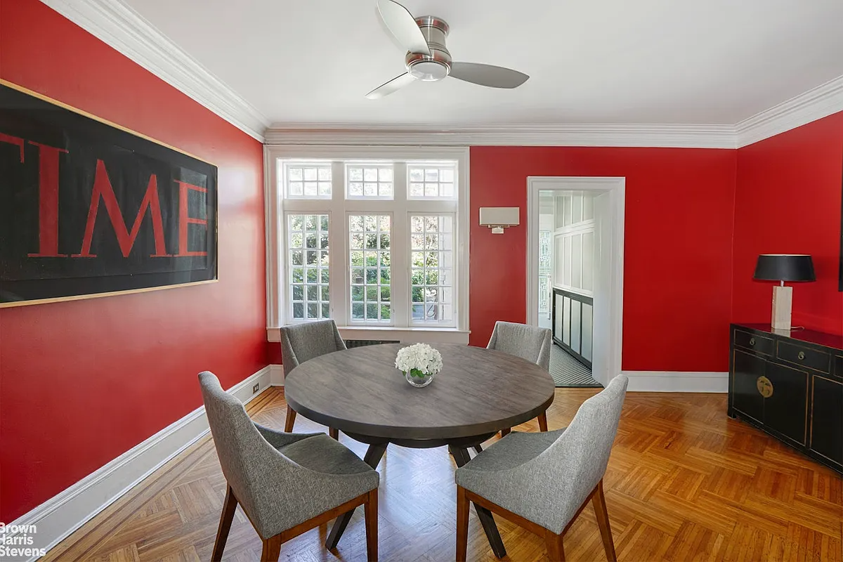dining room with red walls