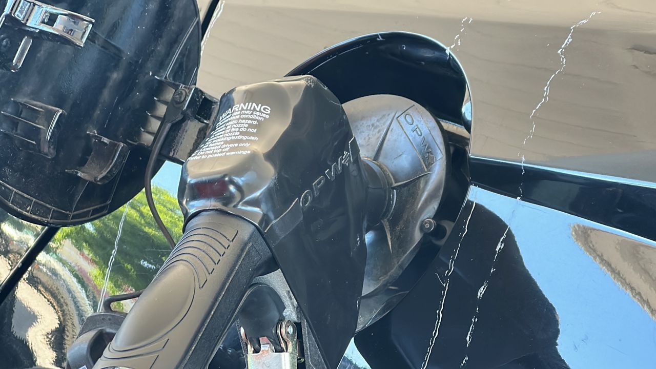 gas pump in a car