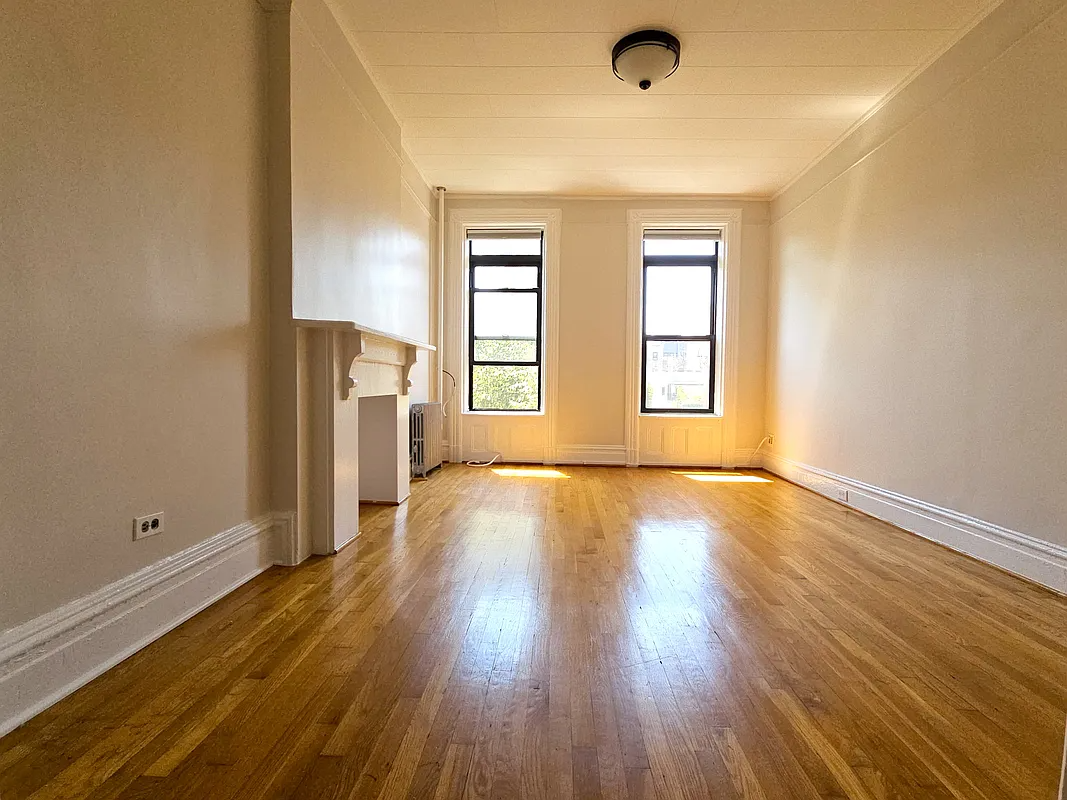 brooklyn - apartment with wood floor, mantel