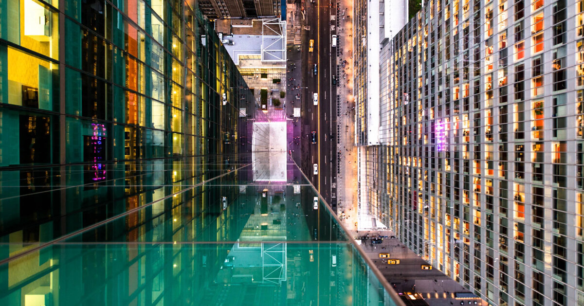 photo series distorts manhattan’s cityscape through fractured glass reflections