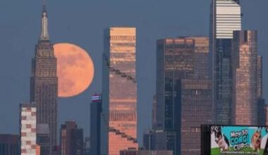 'Blue Moon' Illuminates Skyline as It Rises Over NYC