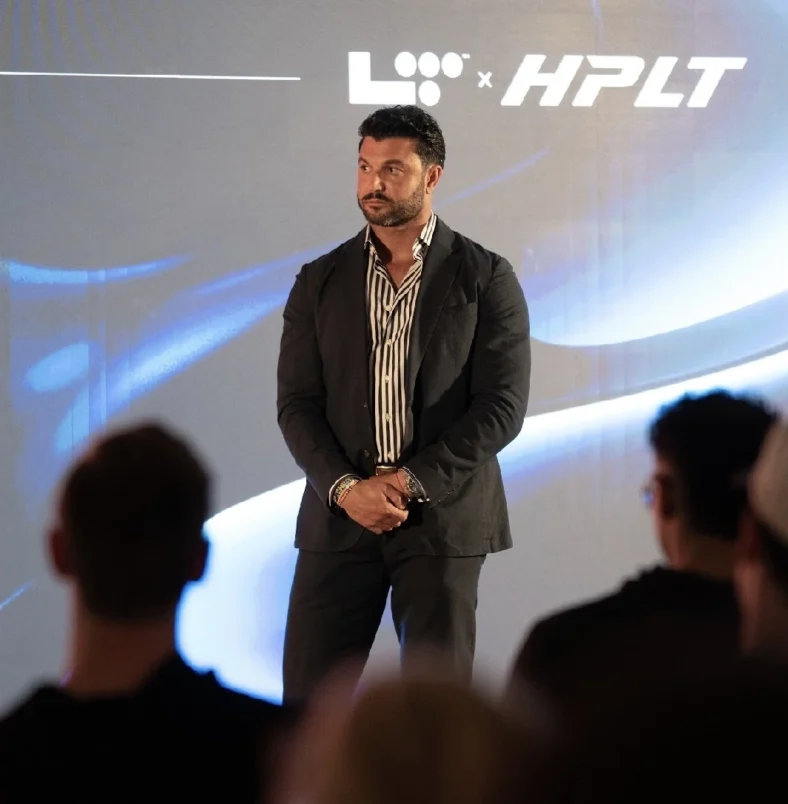 Brian Mazza speaks at a HPLT event
