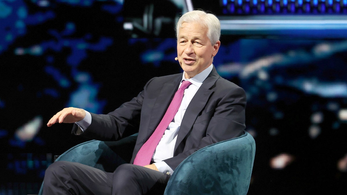 JPMorgan Chase Chairman and CEO Jamie Dimon speaking onstage at the Kaseya Center in Miami