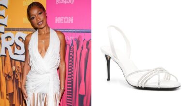 Keke Palmer wore all white with Alevi heels to the 'I Love Boosters' Special Screening at Williamsburg Cinemas on Wednesday in New York.