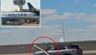 United plane strikes light pole, tractor-trailer while landing at Newark Airport: officials