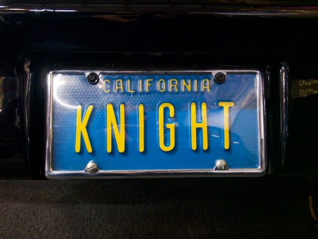 The California plate of the Volo Museum's KITT replica. The accidental speeding ticket incident became international news. (Joe States/Pioneer Press)