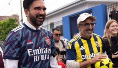 Zohran Mamdani and Hamdi Ulukaya smile during a public gathering in the Bronx, New York, on May 12, 2026. (Photo via X / @yunuserdolen)