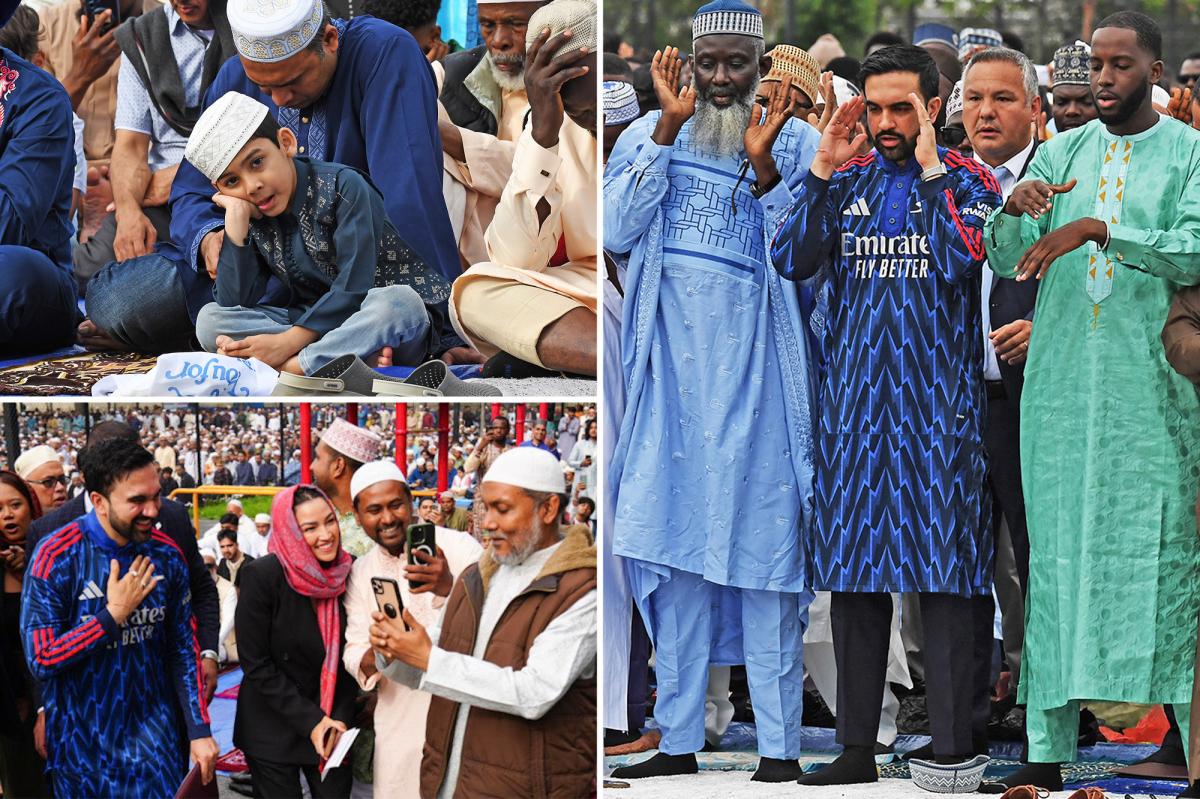 Mamdani wears garish Arsenal FC thobe at Muslim holiday event